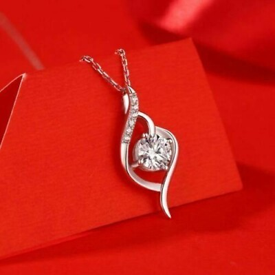 14k White Gold Plated 2.10Ct Real Moissanite Round Cut Special One Gift Pendant $97.59