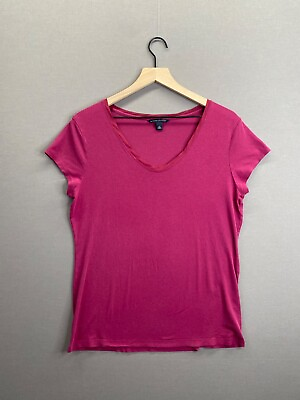 #ad Banana Republic Womens Pink T Shirt Short Sleeve V Neck Solid Size X Large $12.50