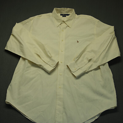#ad Vintage Ralph Lauren Shirt Men#x27;s 17.5 35 Ivory Yarmouth Long Sleeve Button Down $18.99