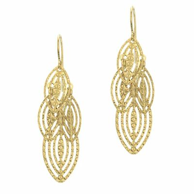 #ad 1 3 4quot; Textured Dangle Earrings Real 14K Yellow Gold 2.1gr $225.49