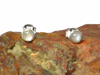 #ad Rainbow MOONSTONE Sterling Silver 925 Gemstone Earrings STUDS 5 mm $16.99