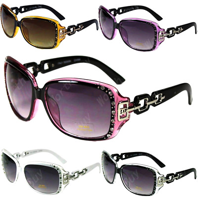 #ad New Womens Rhinestones Square Wrap Sunglasses Designer Fashion Shades Celebrity $11.99