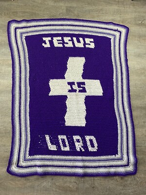 #ad VTG 1 of 1 Jesus is Lord Throw Blanket 3.5 ft by 3 ft Purple Handmade Christian $39.99