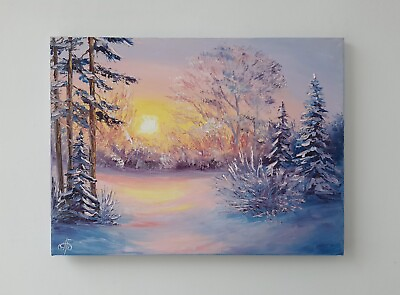 #ad Christmas House Warming Gift Original Winter Painting Canvas Direct From Artist $118.75
