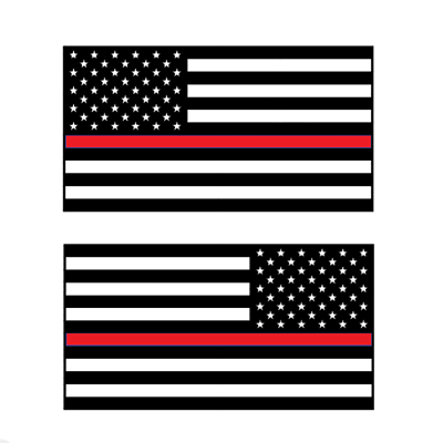 #ad Set of 2 United States Thin Red Line Flag Decals Standard and Mirrored $50.00