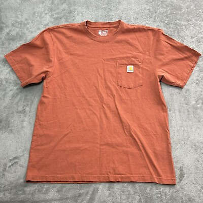 #ad Carhartt Shirt Mens Large Burnt Orange Short Sleeve Pocket Loose Fit Work $14.99
