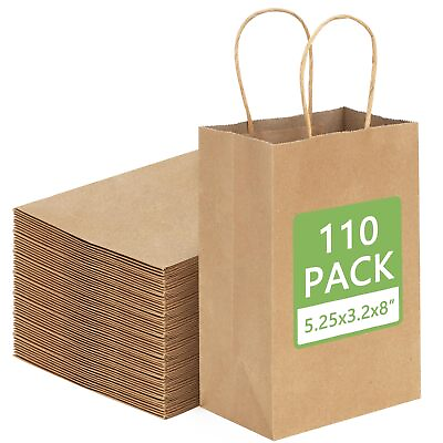 #ad 110pcs Paper Bags with Handles 5.25x3.2x8 Inches Small Gift Bags Paper Bags... $34.32