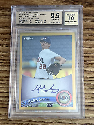 #ad TOPPS USA 🇺🇸 MARK APPEL ASTROS 2011 CHROME AUTO GOLD REFRACTOR 28 50 BGS 9.5🔥 $399.99