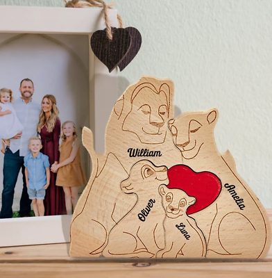 #ad Custom Lion Family Puzzle Wooden Lion Family Ornament Wooden Animal Toys $55.99