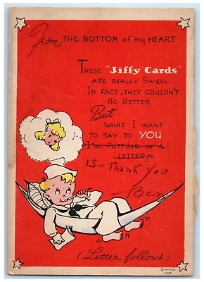#ad 1946 Valentine Sailor Soldier Hammock Mail Richmond Virginia VA Vintage Postcard $29.95