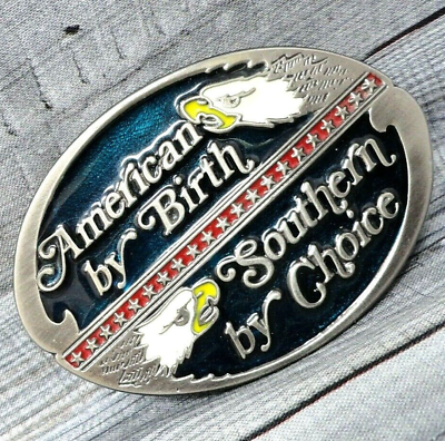 #ad American By Birth Southern By Choice Belt Buckle Vintage 80s InStyle BOA .B122 $25.99