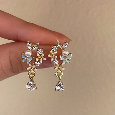 #ad Fashion Butterfly Flower Pearl Crystal Earrings Stud Drop Dangle Women Jewelry C $2.07