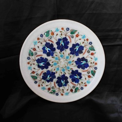 #ad 14quot; Marble Plate Inlay Pietra Dura semi precious Handmade Crafts Home Decor $292.57