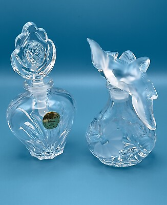 Etched Bohemian Crystal Perfume bottles Set of 2 $65.00