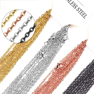 #ad #ad 10Pcs Link Chain Necklaces Men Women Necklace DIY Jewelry Making Chains 1mm 2mm $11.84