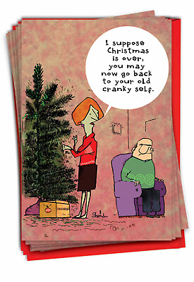 #ad B1823 Set Of 12 Cranky Old Self Christmas Joke Cards with Envelopes xmas $21.96