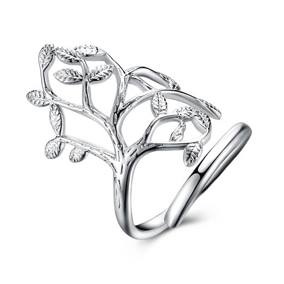#ad Sterling Silver Plated Ring Women#x27;s Tree Of Life Adjustable Size B542 $8.99