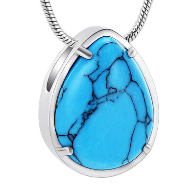 #ad Blue Stainless Urns Necklace Cremation Pendant For Ashes Keepsake Jewelry Woman $12.25