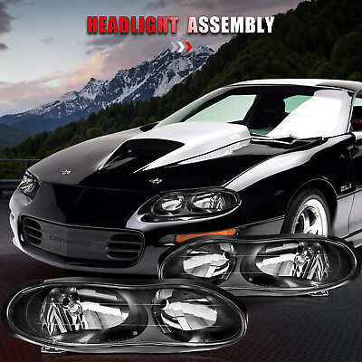 #ad For 1998 2002 Chevy Camaro Z28 Headlights Assembly Pair Headlamp Replacement Set $73.99