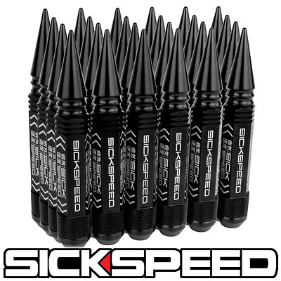 #ad SICKSPEED 24 PC BLACK 5 1 2quot; LONG SPIKED STEEL EXTENDED LUG NUTS RIMS 14X1.5 $119.88