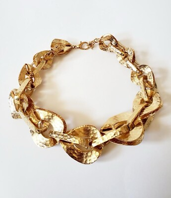 #ad Zara Brutalist Style Chunky Gold Link Choker Necklace Statement Piece $35.00