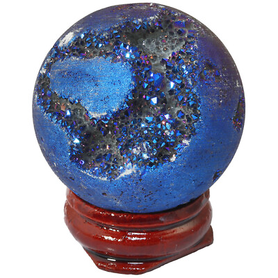 #ad Titanium Coated Druzy Geode Sphere Ball Crystal Quartz Agate Sculpture Ornament $13.79