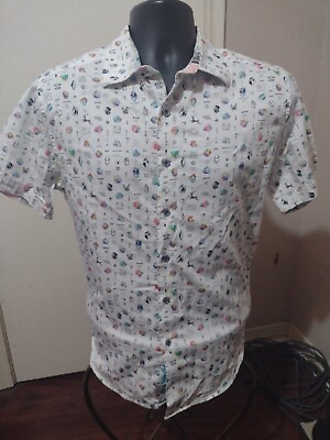 #ad ROBERT GRAHAM Shirt Men Medium M All Over Print Button Front Classic Fit White $34.99
