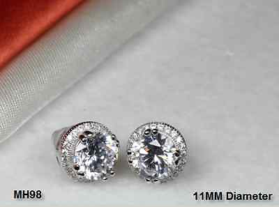 #ad BRAND NEW 4.54 CTW PAIR BEAUTIFUL PAVE HALO STERLING SILVER 925 CZ STUD EARRINGS $13.19