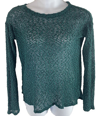 #ad Aeropostale Womens Large Crochet Open Knit Sweater Green Pullover Lightweight $6.97