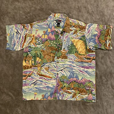 #ad Vintage 1994 Patagonia Pataloha Hawaiian Shirt All Over Print Size Large RARE $174.99