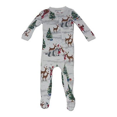#ad Pottery Barn Kids Christmas Santa Holiday One Piece Sleeper Pajamas Size 6 12m $10.70