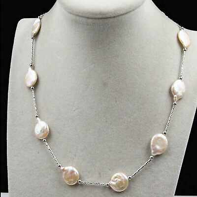 #ad Natural 14 15mm Pink Baroque Pearl Necklace 925 silver Chain Gem Spiritual Women C $22.55
