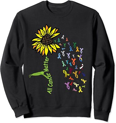#ad All Cancer Matters Awareness Day Ribbon Cute Flower Unisex Crewneck Sweatshirt $26.99