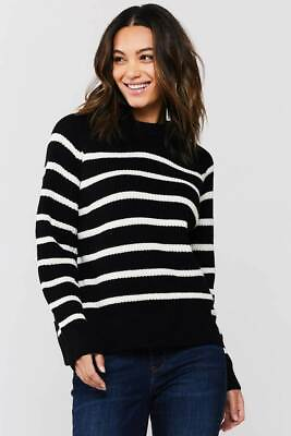 #ad Velvet Heart Women#x27;s Size XL Cerelia Black White Stripe Long Sleeve Sweater $20.69