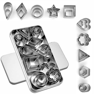 #ad 30Pcs Mini Cookie Cutter Set with Box Small Stainless Steel Veggie Cutters Pol $10.76