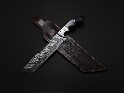 #ad Custom Handmade Damascus Japanese Steel Tanto Knife With Bull Horn Handle $92.40