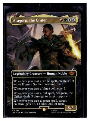 #ad MTG Magic Lord of the Rings #434 Aragorn the Uniter Mythic Borderless Scene Qty $10.99