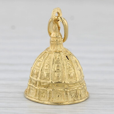 #ad Vintage Cathedral Basilica Dome Top Charm 18k Yellow Gold Souvenir Pendant $449.99