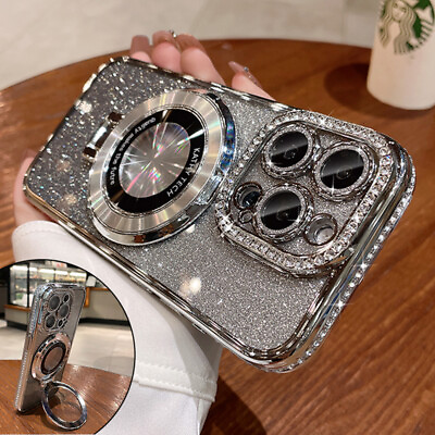 #ad For iPhone 15 14 Pro Max 13 12 11 Luxury Glitter Diamond Magsafe Ring Phone Case $10.39