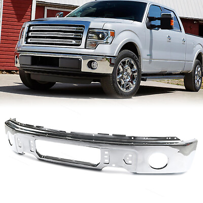 #ad Chrome Steel Front Bumper Shell Face Bar Fits 09 14 Ford F150 w Fog Light Holes $180.99