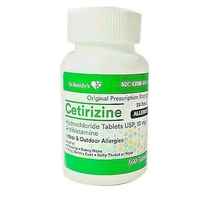 #ad Dr Reddys Cetirizine HCL 10mg Tab Antihistamine 500ct Allergy Relief 9 26 $15.99
