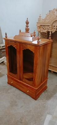 #ad Handmade Wooden Temple Made in Teak wood with Doors Glass Finish South Indian $626.56