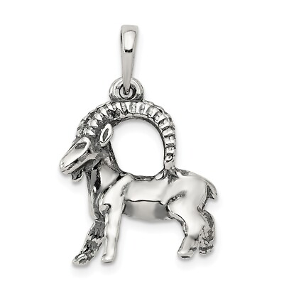 #ad Sterling Silver Capricorn the Goat Zodiac 3D Antiqued Pendant $56.98