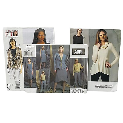 #ad Designer Vogue Patterns Misses Cardigan Tank Top Tunic Jacket Dress Lot Of 3 $14.99