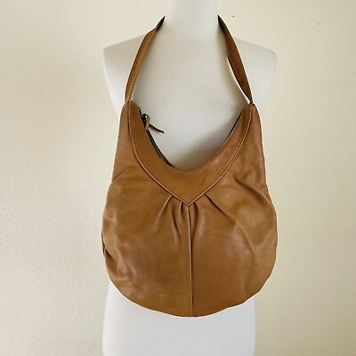 #ad Vintage Lew ‘n’ Me Handmade Boho Tan Leather Hippy Hobo Shoulder Bag $25.00