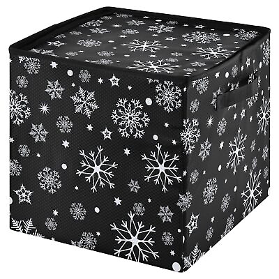 #ad Black Christmas Ornament Storage Basket Box Winter Snowflake Xmas Holiday Sto... $45.45
