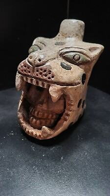 Jaguar roar Big LOUD Clay Aztec Replica Hand Made Gift Natural Original $36.54