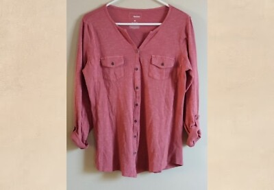 #ad Sonoma Dusky Rose Soft Shirt Medium Button Long Sleeve Casual Travel Holiday $11.99