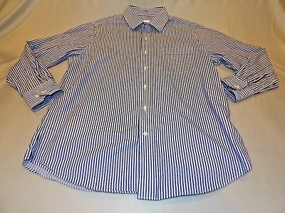 #ad Tommy Bahama Mens Shirt 16 32 33 Oxford Blue Striped Long Sleeve Business $10.20