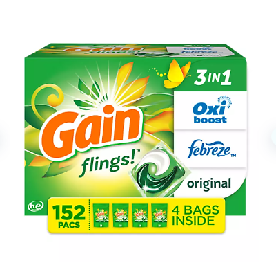 #ad Gain Flings Liquid Laundry Detergent Pacs Original Scent 152 ct. $50.90